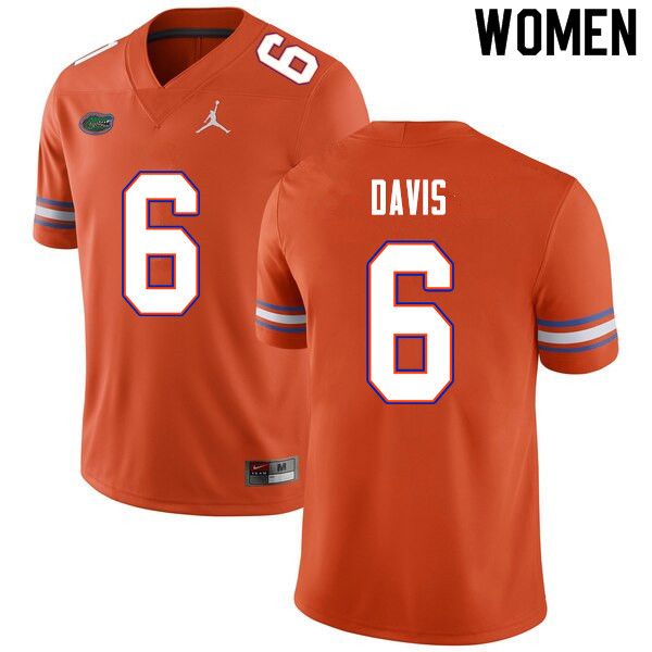 Women #6 Shawn Davis Florida Gators College Football Jerseys Sale-Orange
